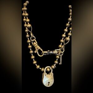 Brass Lock and Key Pendant Necklace